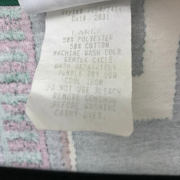 Vintage 90s Southwestern Knit Fringe Vest Look T-Shirt Women Size Large - Picture 6 of 6